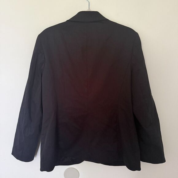 VTG Talbots Black Stretch Blazer Button Front Lined Cotton Blend Classic Fit 12 - Picture 2 of 7
